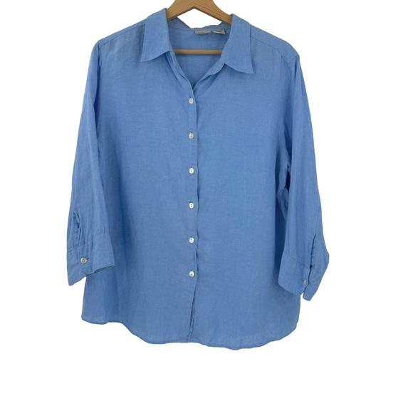 LL Bean 100% Linen Button Top Shirt Sz L - Picture 1 of 4